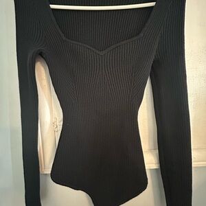 Abercrombie & Fitch Black Ribbed Bodysuit